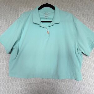 Nike Dri-FIT Polo Shirt Women's XL Aqua Loose Fit Golf Tennis Casual